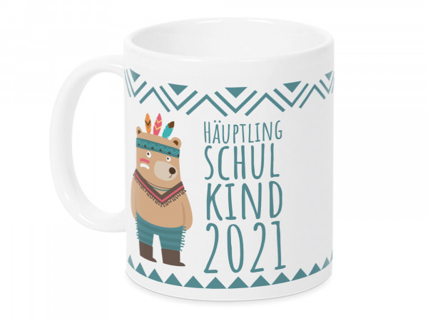 Tasse Einschulung Junge Mädchen HÄUPTLING SCHULKIND mit Wunschjahr