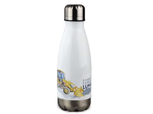 Isolierte Trinkflasche Kinder mit Namen personalisiert, Bagger