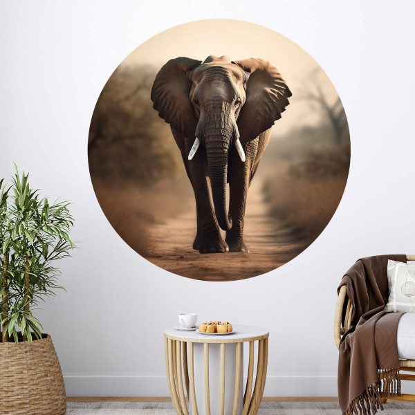 Wandtattoo Elefant Afrika rund - Tapete selbstklebend