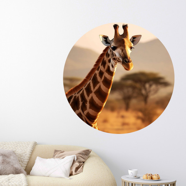 Giraffe Wandtattoo Afrika rund - Tapete selbstklebend