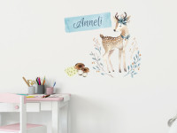 Vorschau: Wandtattoo Baby Rehkitz Hirsch Wunschname Vorschau: Wandtattoo Baby Rehkitz Hirsch Wunschname