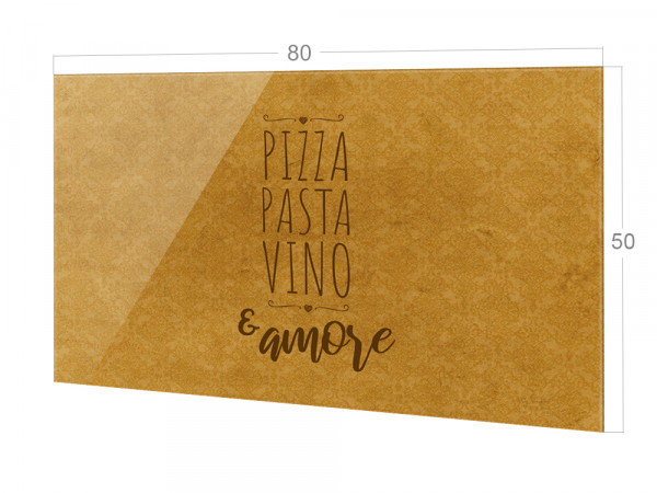 Spritzschutz Küche Glas Pizza Pasta Vino Barock gold, braun