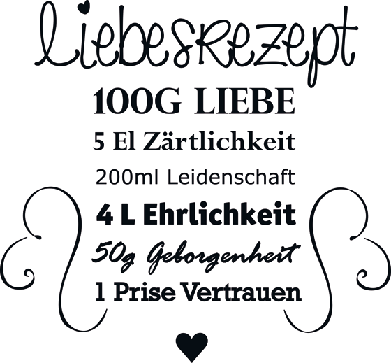 Entdecke das besondere Wandtattoo mit einem Liebesrezept!