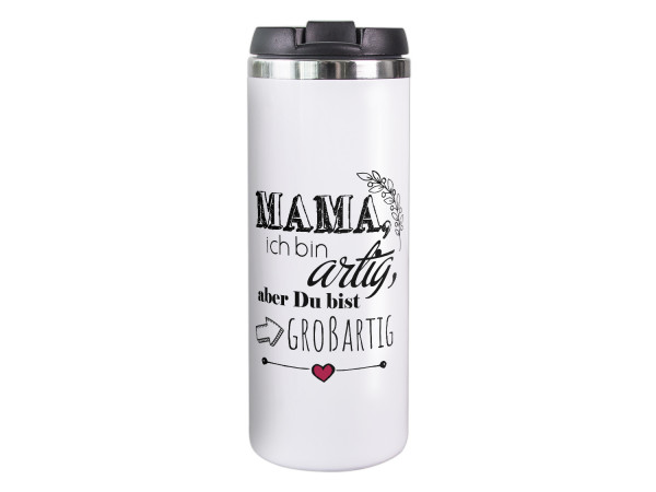 Thermobecher weiß Mama Großartig, Geschenk für Mama, Coffee to go Becher, Isolierter Thermo-Tasse, Weihnachten Geburtstag Muttertag