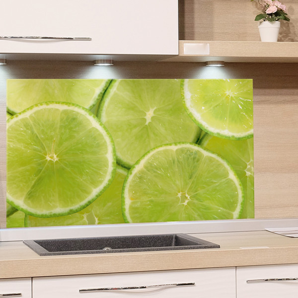 Spritzschutz aus Glas Nahaufnahme Limetten Früchte Beispiel in der Küche 3 Spritzschutz aus Glas Nahaufnahme Limetten Früchte Beispiel in der Küche 3