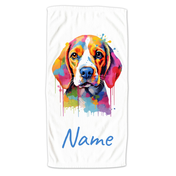 Handtuch Beagle mit Namen personalisiert