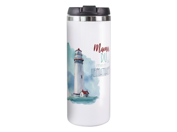 Thermobecher weiß Mama Heimathafen, Geschenk für Mama, Coffee to go Becher, Isolierter Thermo-Tasse, Weihnachten Geburtstag Muttertag