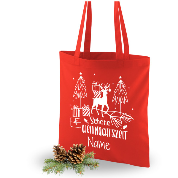 Weihnachtstasche Rot Rentier