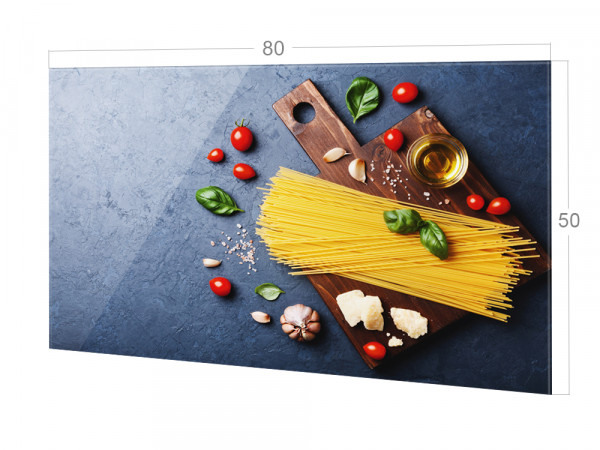 Spritzschutz Küche Glas Pasta mit Tomaten in Grau