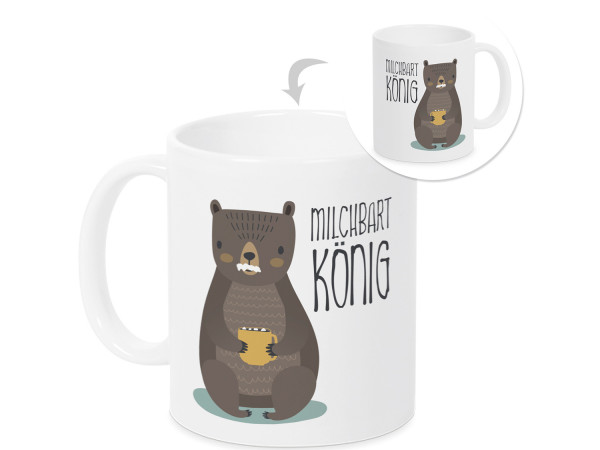 Tasse Milchbart König Geschenk Kakaobecher