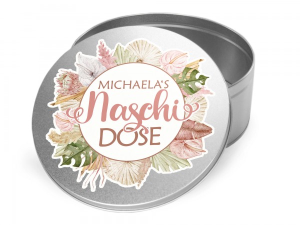 Personalisierte Keksdose, Naschi Dose, Kranz mit Trockenblumen