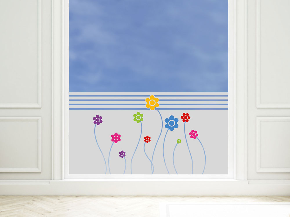 Milchglasfolie Motiv Blumen, Sichtschutz Folie floral