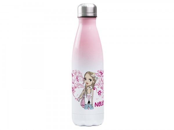 Thermosflasche rosa mit Wunschname - Girlie Mädchen