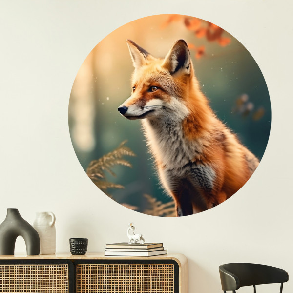 Wandtattoo Fuchs Wald - rund selbstklebend