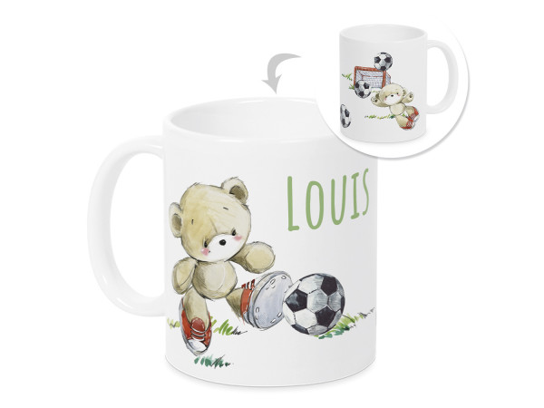 Tasse mit Namen Kinder Füßball, personalisiertes Geschenk Weihnachten Geburtstag, als Geschenkidee, Becher,