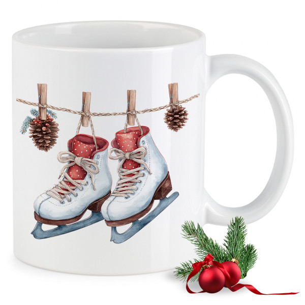 Weihnachtstasse Schlittschuhe