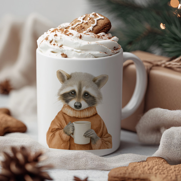 Weihnachtstasse Waschbär