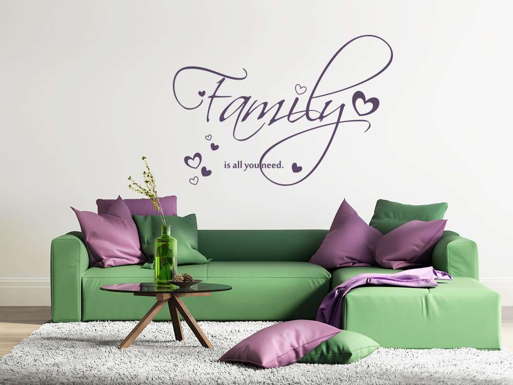 Selbstklebendes Wandtattoo Familie für das Wohnzimmer, 47 Farben