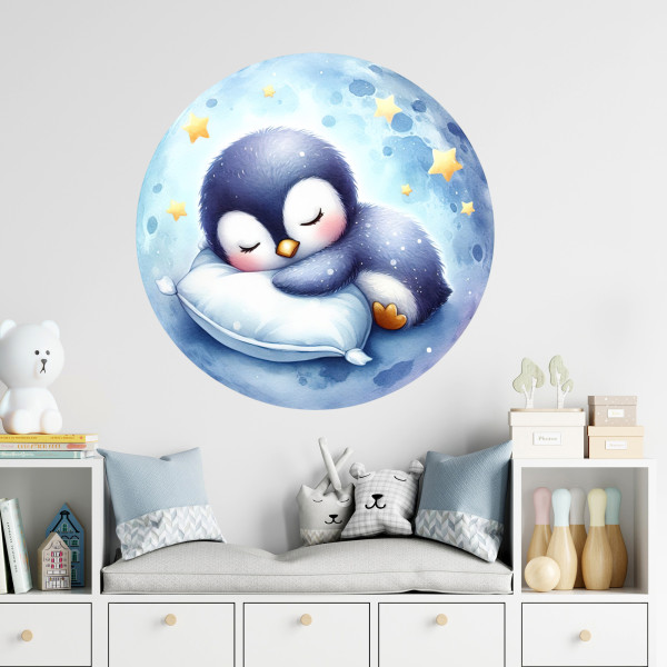 Wandtattoo Pinguin Kinderzimmer Babyzimmer blau