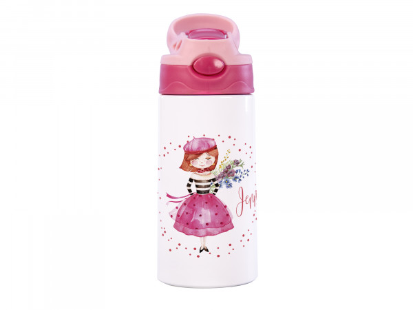 Thermosflasche für Mädchen mit Wunschname - Blumenkind