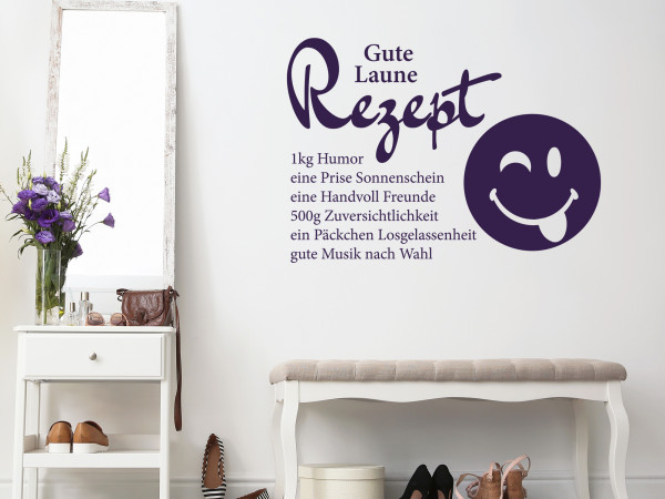 Wandtattoo Küche Rezept für Gute Laune mit Smily