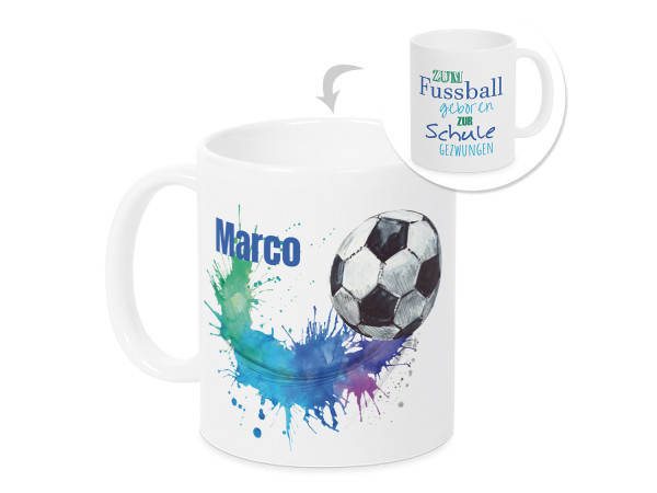 Tasse Einschulung Junge - Fußball - personalisiertes Geschenk für Schulkind