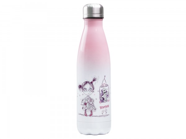 Thermosflasche rosa mit Wunschname - Halloween Mädchen