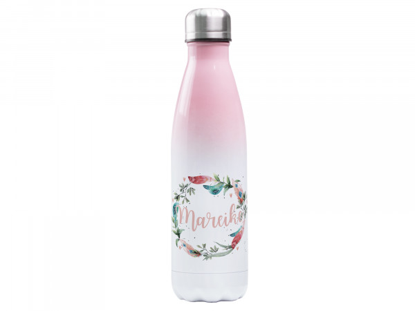 Trinkflasche rosa ♥ personalisiert - Federkranz