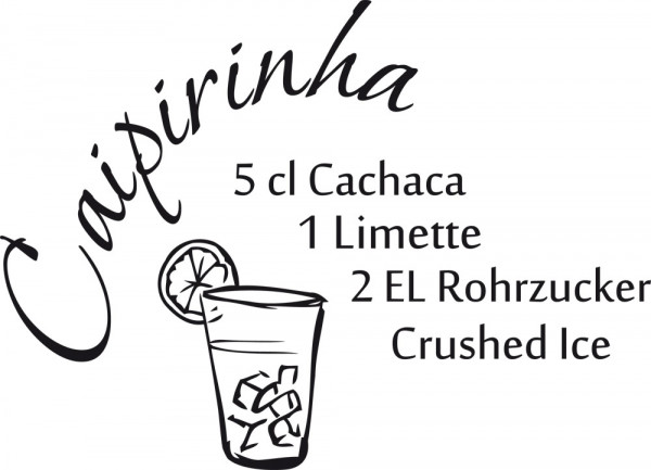 Wandtattoo Küche Rezept Caipirinha mit Cocktailglas