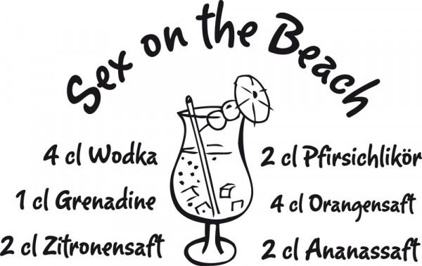 Wandtattoo Rezept Sex on the Beach Cocktail