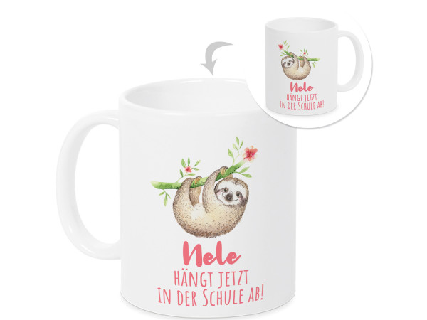 Tasse - Geschenk Einschulung Mädchen - Faultier