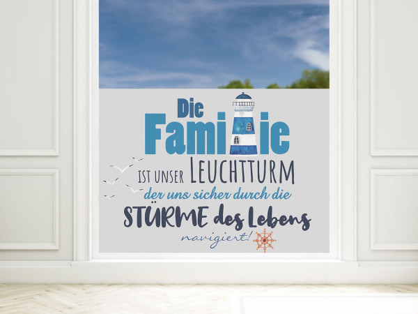 Fensterfolie Bad Leuchtturm Familie maritim