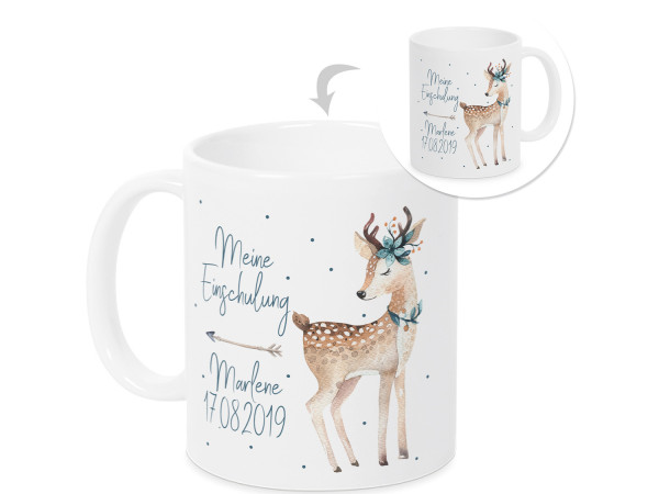 Tasse - Geschenk Einschulung Mädchen - Rehkitz