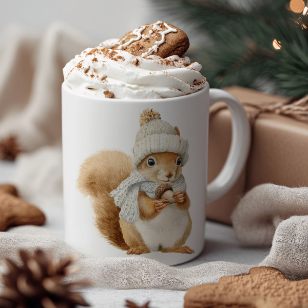 Weihnachtstasse Eichhörnchen