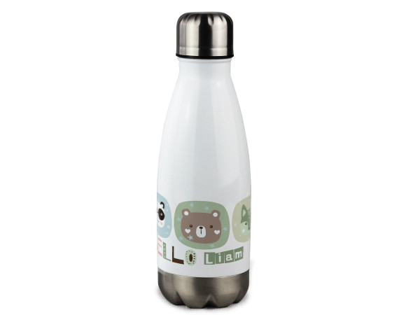 Trinkflasche Kinder mit Namen personalisiert Hello Tiere