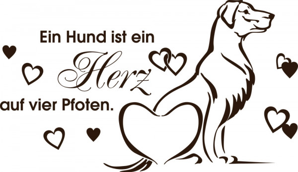 Wandtattoo Spruch Ein Hund ist ein Herz Pfoten