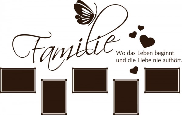 Wandtattoo Bilderrahmen Familie Herz Schmetterling