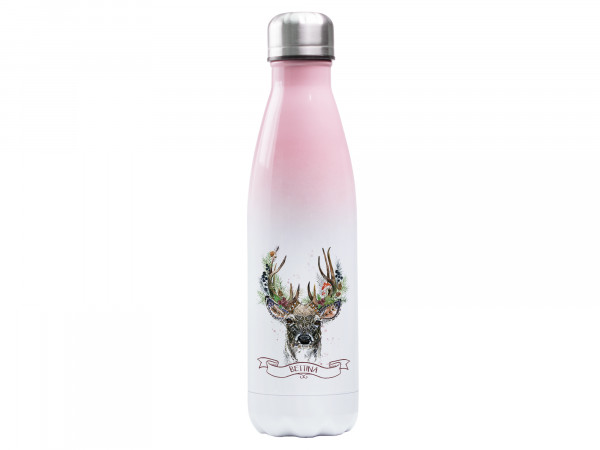 Trinkflasche rosa ♥ personalisiert - Herbst Hirsch