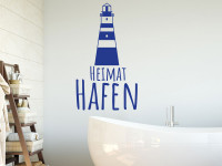 Wandtattoo Heimathafen mit Leuchtturm 53x30cm 049 königsblau