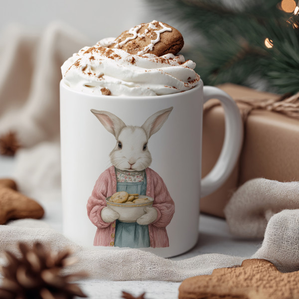 Weihnachtstasse mit Hase