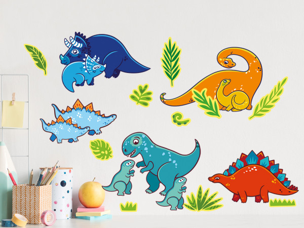 Wandtattoo bunte Dinos