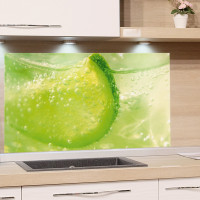 Spritzschutz aus Glas Limette Wasser Bläschen Beispiel in der Küche