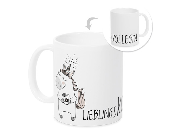 Kaffeebecher Lieblingskollegin mit Einhorn