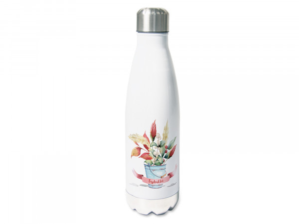 Thermosflasche mit Namen personalisiert, 500ml Trinkflasche, Blumenvase