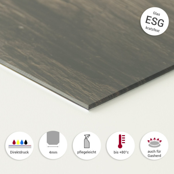 Spritzschutz aus Glas Eigenschaften wie Pflegeleicht, Hitzebeständig und auch für Gasherd geeignet