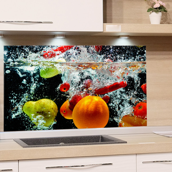 Spritzschutz Küche Früchte im Wasser Beispiel in der Küche Spritzschutz Küche Früchte im Wasser Beispiel in der Küche