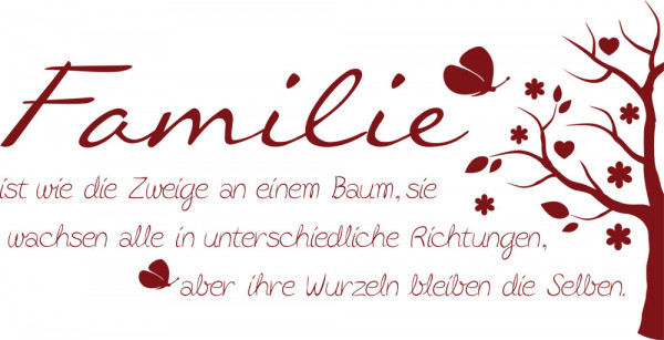 Wandtattoo Familie für Wohnzimmer Spruch Familie Zweig Baum