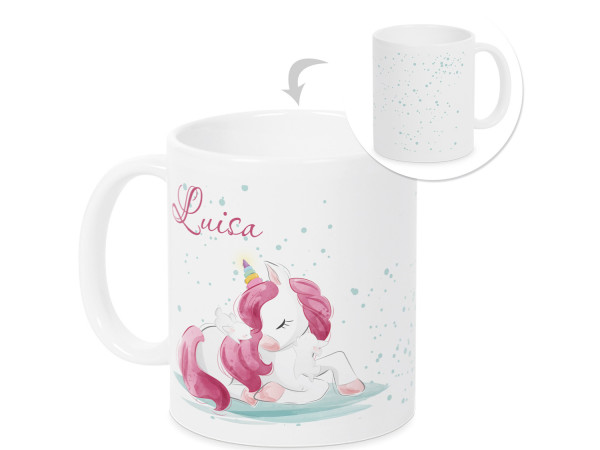 Tasse für Mädchen Einhorn in Pink mit Wunschname