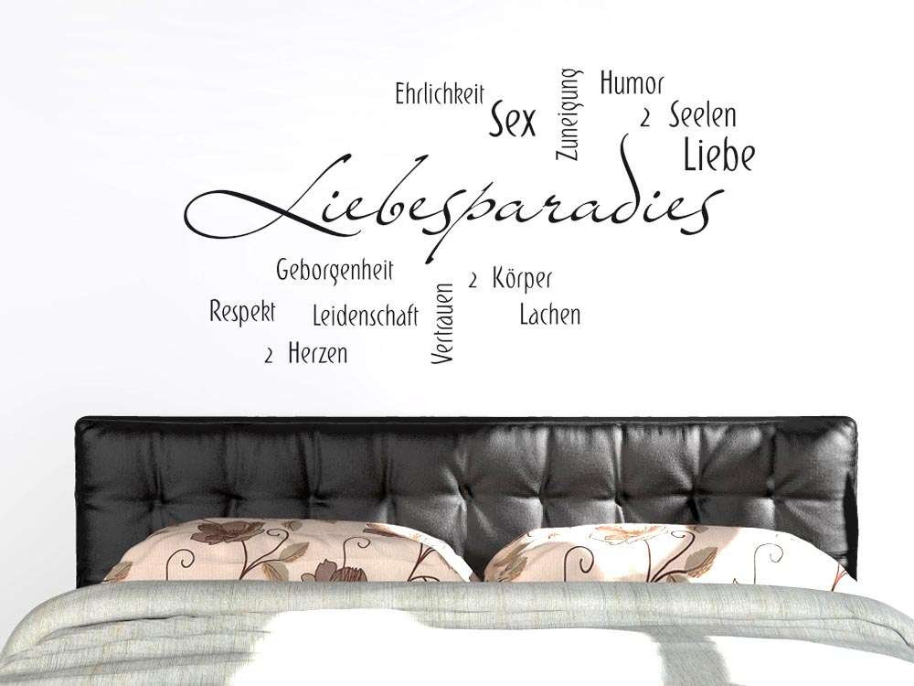 "Liebesparadies" das ideale Wandtattoo für Dein Schlafzimmer!
