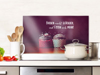 Spritzschutz Küche Glas Spruch Backen macht Glücklich